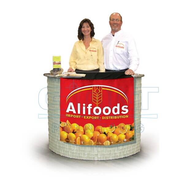Custom Printed Table Covers for Trade Show & Event Displays | Alifoods Company Product | Giant Printing Table Cover Displays