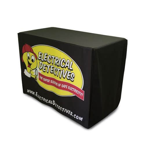 Custom Printed Table Covers & Table Runners for Trade Show & Event Displays | 4 Ft. Electrical Detectives Company Product | Giant Printing Table Cover Displays