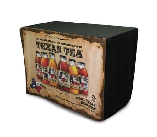 Custom Printed Table Covers for Trade Show & Event Displays | Texas Tea Company Product | Giant Printing Table Cover Displays
