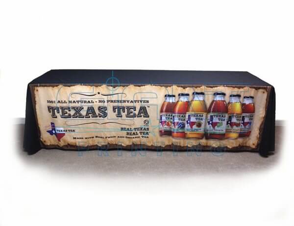 Custom Printed Table Covers & Table Runners for Trade Show & Event Displays | Texas Tea Company Product | Giant Printing Table Cover Displays