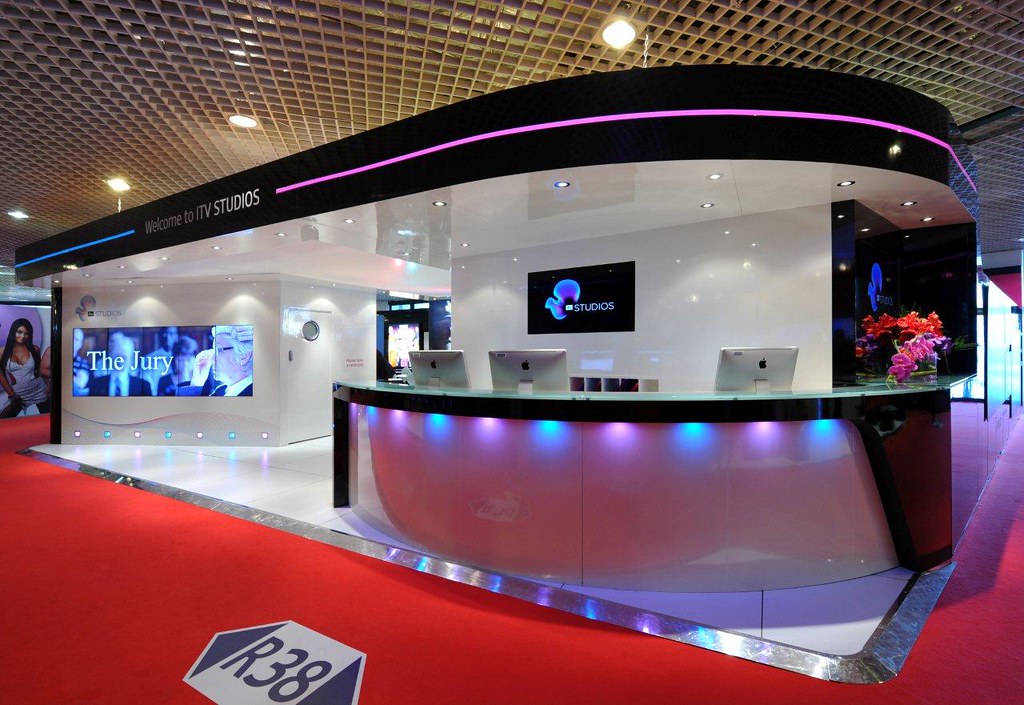 ITV Trade Show Stand with Blue and Pink LED Light Tape